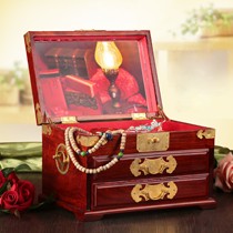 雅轩斋花梨木双色雕花首饰盒，复古卯榫带锁收纳盒，型号：yxz-ssh-037a