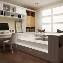 百意空间书房榻榻米空间定制，实用书桌书柜组合，家具型号: TTM001