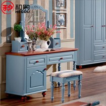 和购D202型号实木地中海梳妆柜，橡胶木仿古雕花环保单门梳妆台