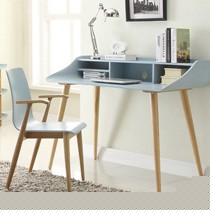 溢莱品牌浅蓝色宜家创意书桌， MK-6106环保时尚电脑桌，水曲柳实木材质