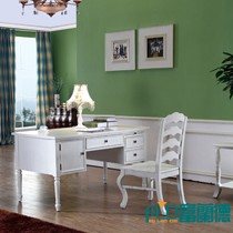 富兰德简欧田园办公桌，欧式白色书桌仿古做旧，型号: FW6012