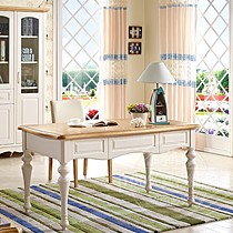 诗雅轩家具地中海风情木纹拼接书桌，161型浅棕色茉莉花白写字台