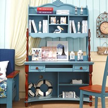 地中海书桌柜进口橡木选材，大森林 D-009超大储物电脑桌，书架书柜组合