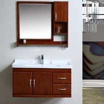 OOVAN原梵中式仿古悬挂式栗子色浴室柜，Y5110型橡胶木浴室柜