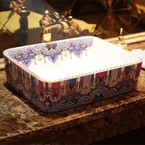 景焱陶瓷单孔方形浴室台上盆， jy-fx1003欧式艺术台盆，景德镇洗脸盆