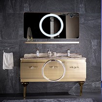 卓卫zw8920型号304不锈钢浴室柜，欧式大理石台面，E0级双台盆