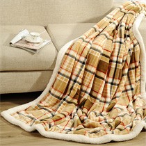 双层复合工艺羊羔绒毯，御棉堂格纹毛毯YGRT，零静电加厚设计盖毯