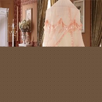 舒芯居品牌吊挂圆顶式双门蚊帐，缎纹系带1.5米床宫廷床幔，货号SW-TD-SK