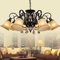 圣格优美式乡村客厅吸顶灯，铁艺水晶磨砂矮户型灯具，多种工艺制作