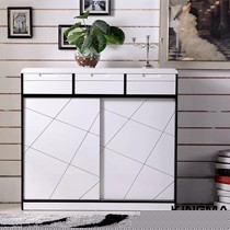 马氏皇庭时尚简约玄关鞋柜，黑白钢琴烤漆推拉式2门鞋架，型号: B29