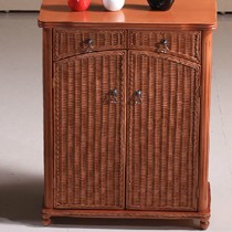 藤茗匠东南亚风格两门鞋柜，印尼玛瑙藤编制而成柜防霉防虫，金属拉手配件小巧精致