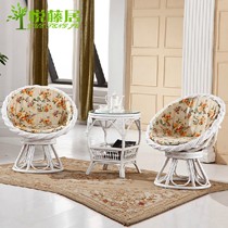 悦藤居欧式白色扭藤转椅，百分百印尼进口藤木防霉防蛀，纯手工编织绿色环保