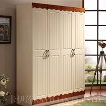 卡伊莲地中海人造板衣柜，清新珍珠白平开式4门柜，型号: LS02T4