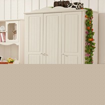 SAY韩式实木衣柜三门带抽，象牙白组装环保衣橱，型号 YG801B