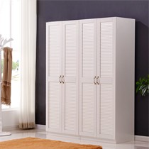 强象家具现代简约衣柜，平开门四门卧室家具，象牙白色小百叶衣橱