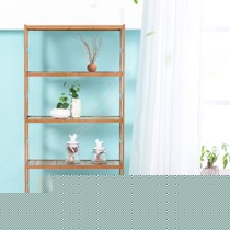 政竹一字形隔板置物架，厨房客厅碳化储物柜，竹质落地架子