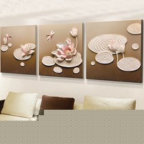 荷塘月色立体手绘原创无框式挂画，福雕家饰简约现代客厅装饰画，货号: C6072A